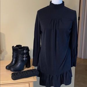 Long Sleep black vintage top with high neck